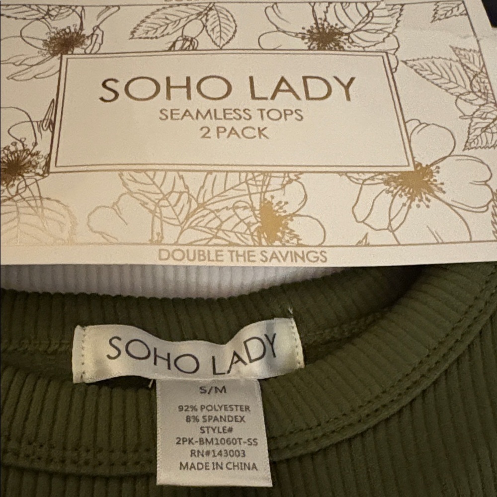 Soho Lady 2 Pack Ribbed Seamless Tops - Picture 6 of 7